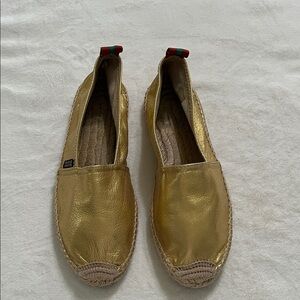 Penelope Chilvers Gold Espadrille Slip-Ons